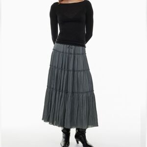 Wilfred Ardesia Tiered Smoked Gray Maxi-skirt 2XS